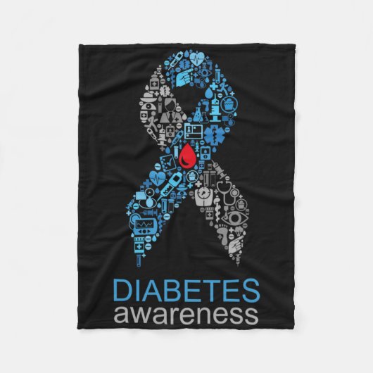 World Diabetes Day Diabetes Awareness Ribbon Fleece Deken (Voorkant)