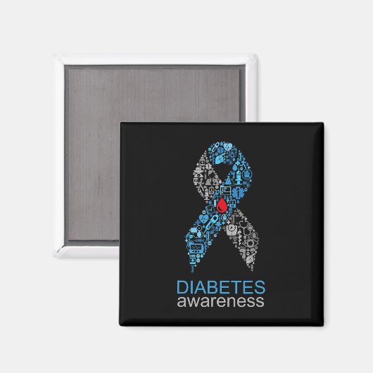 World Diabetes Day Diabetes Awareness Ribbon  Magneet (Voorkant / Achterkant)