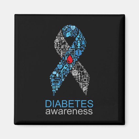 World Diabetes Day Diabetes Awareness Ribbon  Magneet (Voorkant)