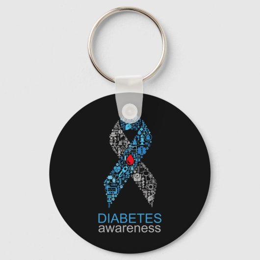 World Diabetes Day Diabetes Awareness Ribbon Sleutelhanger (Voorkant)