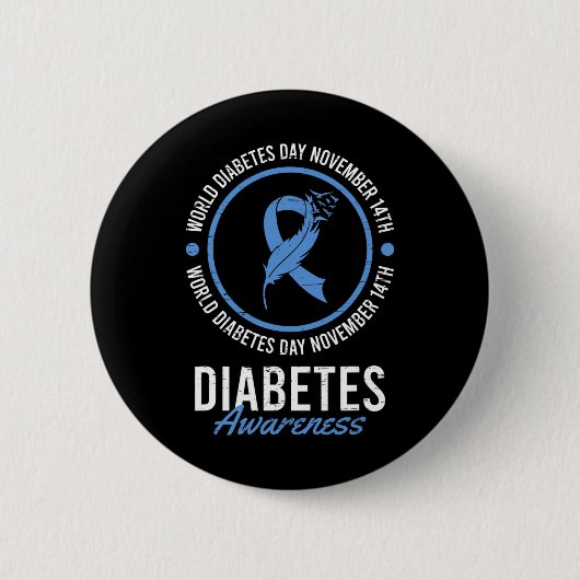 World Diabetes Day November Disease Awareness Insu Ronde Button 5,7 Cm (Voorkant)
