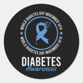 World Diabetes Day November Disease Awareness Insu Ronde Sticker (Voorkant)