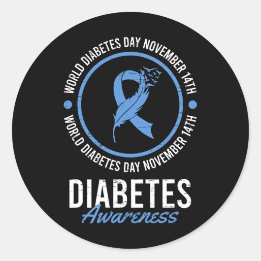 World Diabetes Day November Disease Awareness Insu Ronde Sticker (Voorkant)