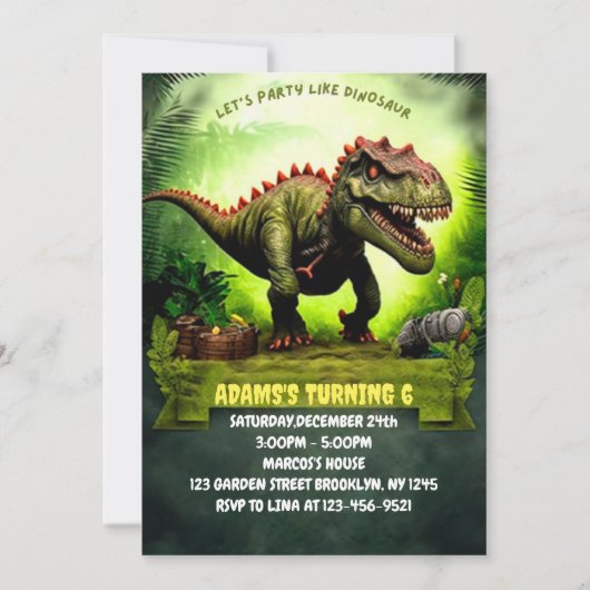 World Dinosaur Park Birthday Invitation Dinosaur Kaart (Voorkant)
