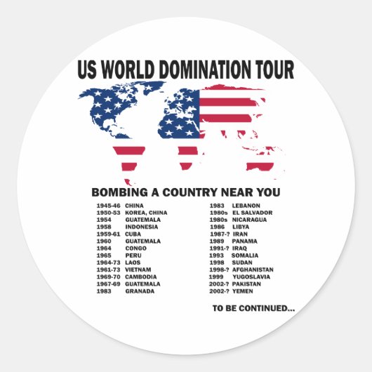 World Domination Tour Ronde Sticker (Voorkant)