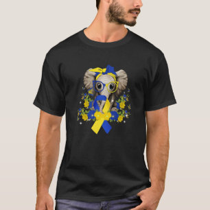 World Down Syndroeness Elephant Blue Yellow T-shirt