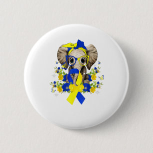 World Down Syndrome Awareness 2022 Elephant Blue Ronde Button 5,7 Cm
