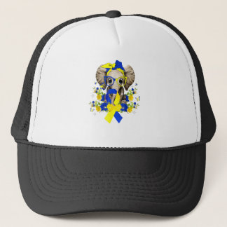 World Down Syndrome Awareness 2022 Elephant Blue Trucker Pet