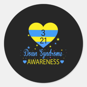 World Down Syndrome Awareness 21 maart Yellow Blue Ronde Sticker