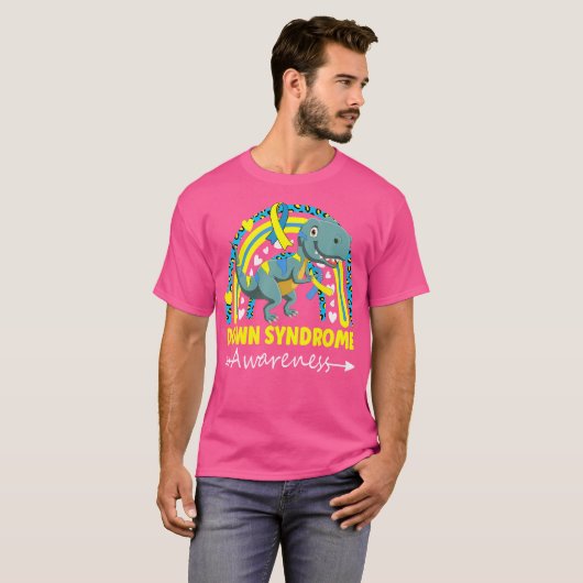 World Down Syndrome Day Awareness Dinosaur T21 Soc T-shirt (Voorkant volledig)