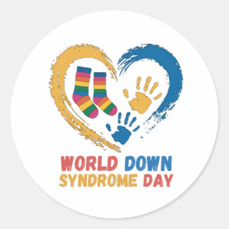 World Down Syndrome Day Awareness family Support  Ronde Sticker