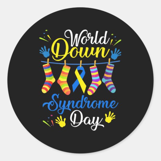 World Down Syndrome Day Awareness Socks 21 maart Ronde Sticker (Voorkant)