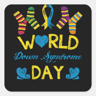 World Down Syndrome Day Awareness Socks Vierkante Sticker