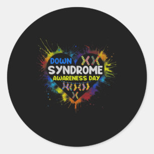 World Down Syndrome Day Awareness Sokken 21 maart  Ronde Sticker