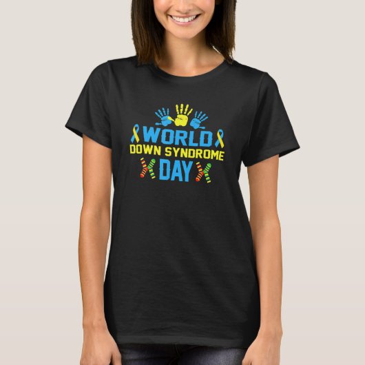 World Down Syndrome Day Maart 21 BewustmakingsSokk T-shirt (Voorkant)