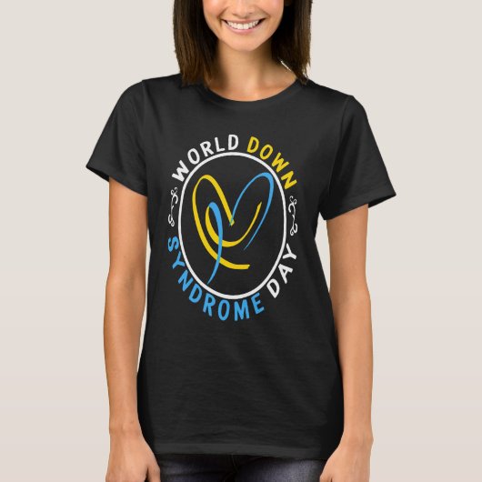 World Down Syndrome Day Mom Awareness Yellow Blue  T-shirt (Voorkant)