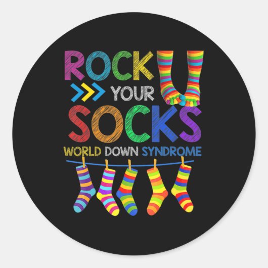 World Down Syndrome Day Rock Your Soceness Ronde Sticker (Voorkant)