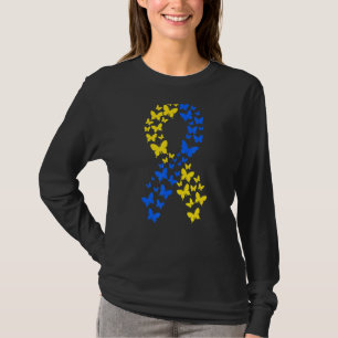 World Down Syndrome Day T21 Butterfly Ribbon Kinde T-shirt