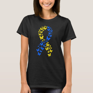 World Down Syndrome Day T21 Butterfly Ribbon Kinde T-shirt