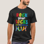 World Down Syndroom Rock Your Socks Awareness Ds M T-shirt (Voorkant)