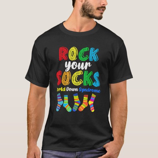 World Down Syndroom Rock Your Socks Awareness Ds M T-shirt (Voorkant)
