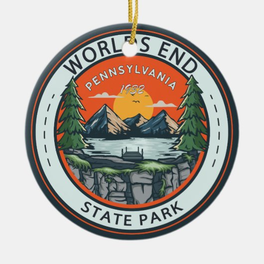 World ds End State Park Pennsylvania Badge Keramisch Ornament (Voorkant)