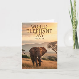 World Elephant Day African Savanna Art Feestdagen Kaart