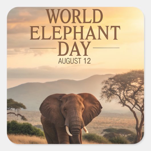 World Elephant Day African Savanna Art Vierkante Sticker (Voorkant)