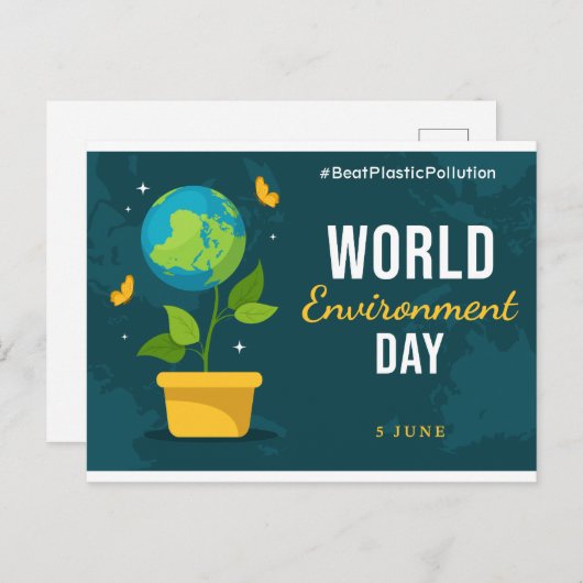World Environment Day 5 June Planet Earth Briefkaart (Voorkant / Achterkant)