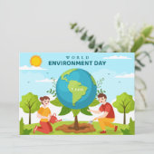 World Environment Day Tree Planting Flat Card (Staand voorkant)