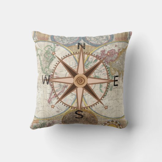 World Explorer Compass Roos Kussen (Achterkant)
