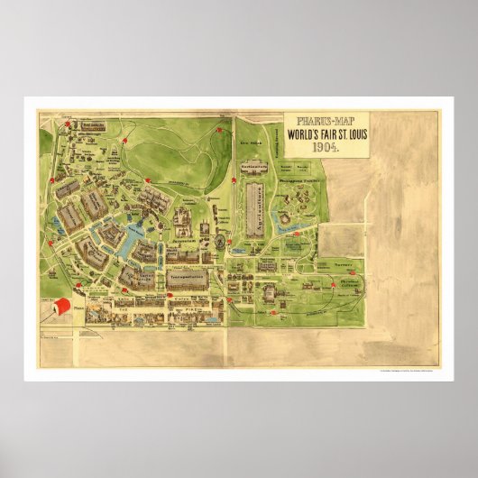 World Fair St Louis Map 1904 Poster (Voorkant)