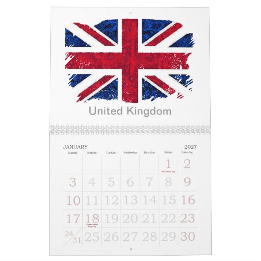 WORLD FLAGS 2013-agenda Kalender (Jan 2027)
