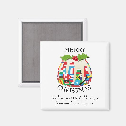WORLD FLAGS Kerstmis - Pudding Magnet (Voorkant / Achterkant)