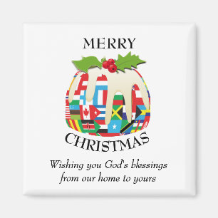 WORLD FLAGS Kerstmis - Pudding Magnet
