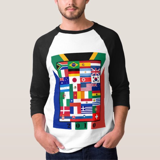 World Flags Soccer 2010 Raglan Sleeve T-Shirt (Voorkant)