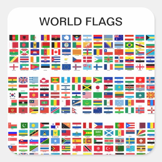 World Flags Vierkante Sticker (Voorkant)