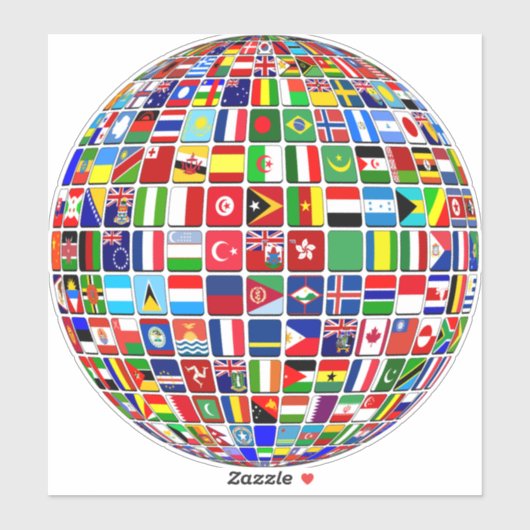 World Flags Wereldbol, International, Sticker (Vel)
