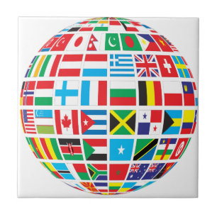 World Flags Wereldbol Tegeltje