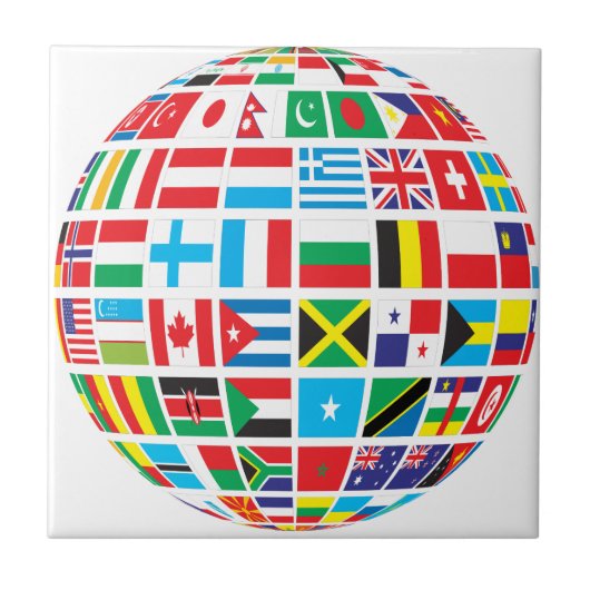World Flags Wereldbol Tegeltje (Voorkant)