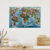 World Fun kaart Poster (Keuken)