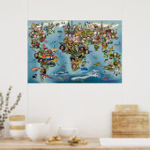 World Fun kaart Poster (Keuken)