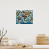 World Fun kaart Poster (Keuken)