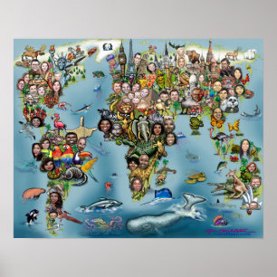 World Fun kaart Poster