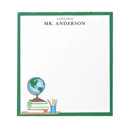 World Globe School Books Personalized Teacher Notitieblok (Voorkant)