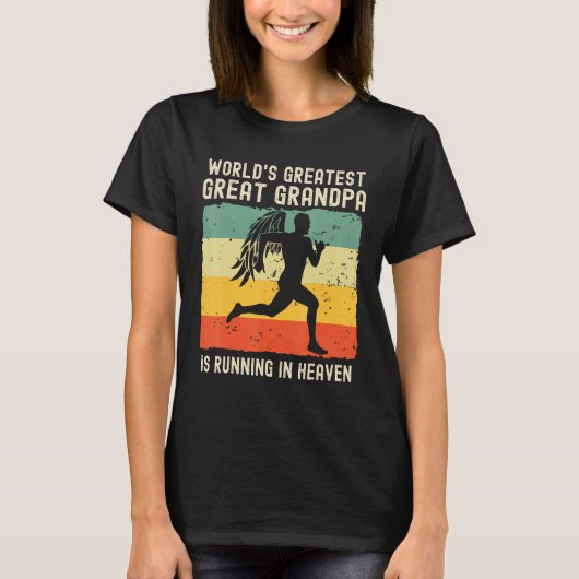 World Greatest Great Grandpa Running in Heaven Mem T-shirt (Voorkant)