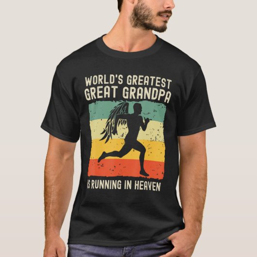 World Greatest Great Grandpa Running in Heaven Mem T-shirt (Voorkant)