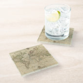 World Hand Colour Map Glazen Onderzetter (Schuin)