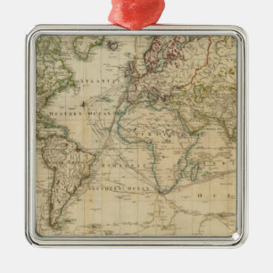 World Hand Colour Map Metalen Ornament