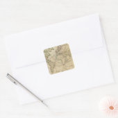 World Hand Colour Map Vierkante Sticker (Envelop)